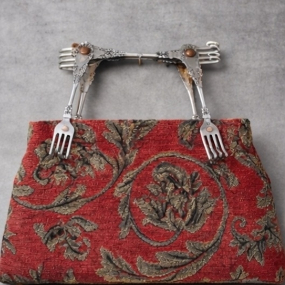 Elegant Red Tapestry Handbag